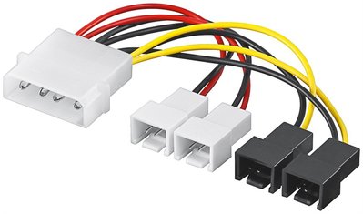 Кабель живлення внутрішній MoleX-FanPower 3p M/M Goobay(75.06.5632) x4 (2x5V+2x12V) 0.15m D=8x2.0mm 75.06.5632 фото