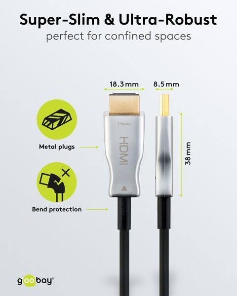Кабель монітора-сигнальний HDMI M/M 20.0m Goobay (75.06.5567) v2.0 4K@60Hz Optical Hybrid AOC 75.06.5567 фото