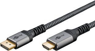 Кабель монітора-сигнальний DisplayPort-HDMI M/M (HDMIекран) 3.0m Goobay (75.06.5270) 4K@60Hz D=6.0mm Textile Plus 75.06.5270 фото