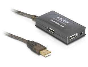 Подовжувач пристроїв USB2.0 A M/F (Active) 10.0m Delock (70.08.2748) 4xPort HUB вбудований