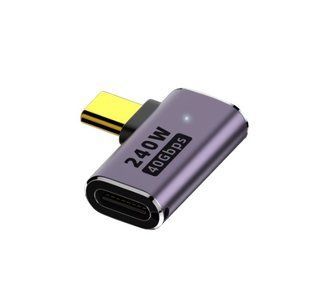Перехідник обладнання USB Type-C M/F (адаптер) Lucom (62.09.8480) (USB4) 40Gbps 240W 90&deg; горизонт