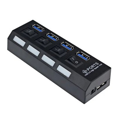 Перехідник обладнання USB3.0 A 1x4 (HUB) Lucom (62.09.8406) Pas On/Off_вимикач 0.5m 1Tb 62.09.8406 фото