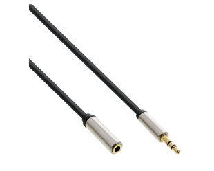 Кабель аудіо-подовжувач Jack 3.5mm 3pin M/F 0.5m InLine (77.09.9234) Slim Shielded Metal Gold Cu 77.09.9234 фото