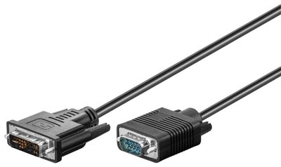 Кабель монітора-адаптер DVI-VGA HD15 M/M 2.0m Goobay (75.05.0990) 12+5pin 2xShielded D=5.5mm 75.05.0990 фото