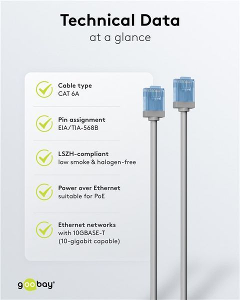 Патч-корд RJ45 UTP6a 2.0m Goobay (75.07.4223) patch Slim Ultra Flexi PoE+ Cu 75.07.4223 фото