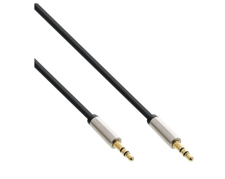 Кабель аудіо-сигнальний Jack 3.5mm 3pin M/M 3.0m InLine (77.09.9213) Slim Shielded Metal Gold Cu 77.09.9213 фото