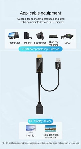 Перехідник відео DisplayPort-HDMI F/M (DP-екран) Lucom (84.00.7162) v1.2 4K@60Hz 0.15m USB-Power 84.00.7162 фото