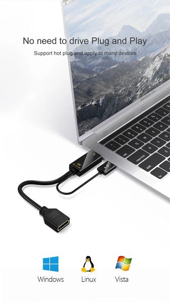 Перехідник відео DisplayPort-HDMI F/M (DP-екран) Lucom (84.00.7162) v1.2 4K@60Hz 0.15m USB-Power 84.00.7162 фото