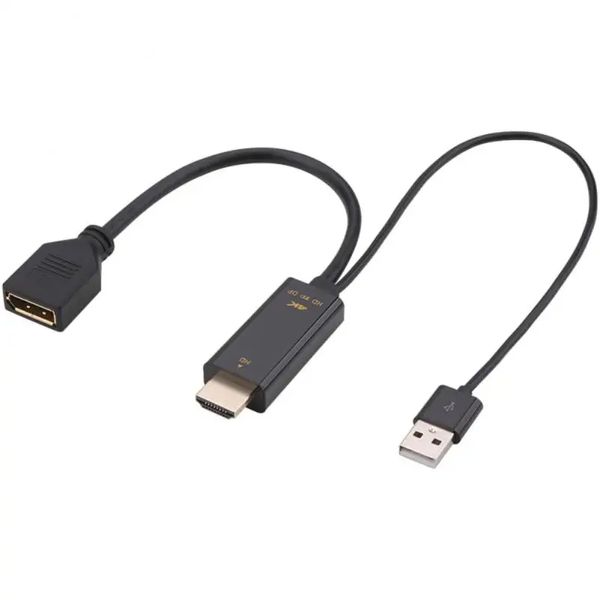 Перехідник відео DisplayPort-HDMI F/M (DP-екран) Lucom (84.00.7162) v1.2 4K@60Hz 0.15m USB-Power 84.00.7162 фото