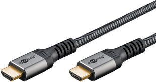 Кабель монітора-сигнальний HDMI M/M 0.5m Goobay (75.06.4992) v2.0 4K@60Hz D=5.5mm 3xS Textile 75.06.4992 фото