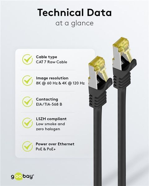 Патч-корд RJ45 SFTP7 1.5m Goobay (75.09.1599) patch AWG26 D=6.2mm LSOH PoE+ Cu 75.09.1599 фото