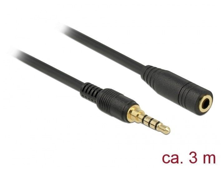 Кабель аудіо-подовжувач Jack 3.5mm 4pin M/F 3.0m Delock (70.08.5633) Long 1:1 AWG24 AUX Gold