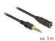 Кабель аудіо-подовжувач Jack 3.5mm 4pin M/F 3.0m Delock (70.08.5633) Long 1:1 AWG24 AUX Gold