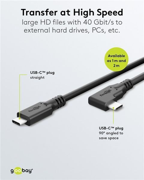 Кабель пристроїв USB Type-C M/M 2.0m Goobay (75.07.9431) (USB4) 40Gbps 100W 8K@60Hz 90&deg; 75.07.9431 фото