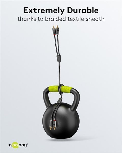 Кабель аудіо-сигнальний RCA 2x2 M/M 1.0m Goobay (75.06.5292) Slim Shielded Plus Textile Cu 75.06.5292 фото