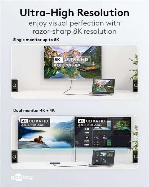 Кабель пристроїв USB Type-C M/M 1.0m Goobay (75.07.9430) (USB4) 40Gbps 100W 8K@60Hz 90&deg; 75.07.9430 фото