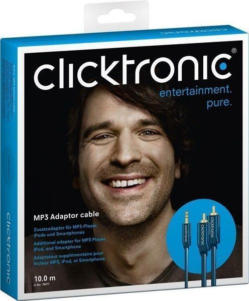 Кабель аудіо-адаптер Jack 3.5mm 3pin-RCAx2 M/M 10.0m ClickTronic (75.07.0471) Casual D=3.9+6.0mm 42xWires 75.07.0471 фото