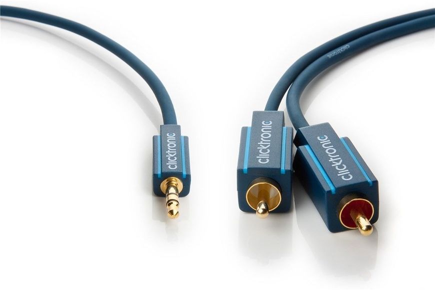 Кабель аудіо-адаптер Jack 3.5mm 3pin-RCAx2 M/M 10.0m ClickTronic (75.07.0471) Casual D=3.9+6.0mm 42xWires 75.07.0471 фото