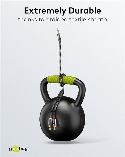 Кабель аудіо-сигнальний Jack 3.5mm 3pin-RCAx2 M/M 3.0m Goobay (75.06.5289) Slim Shielded Plus Textile Cu 75.06.5289 фото
