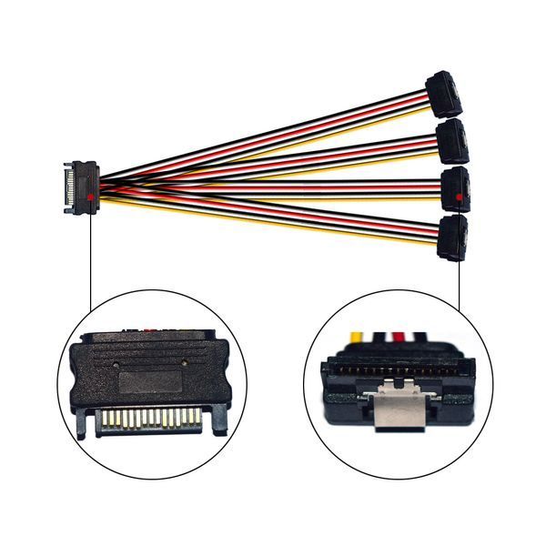 Кабель живлення внутрішній SATA 15p 1x4 M/F Lucom (62.09.8128) 0.30m 90&deg;вниз AWG22 Latch 62.09.8128 фото