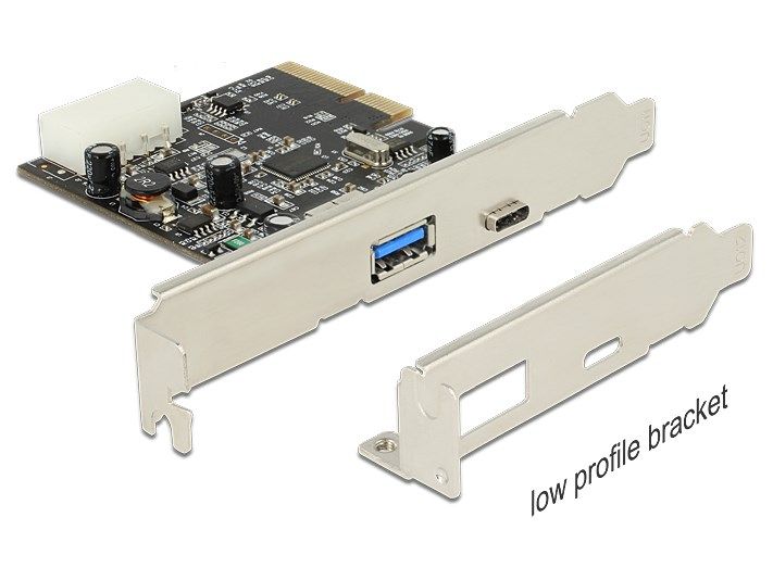 Перехідник обладнання PCIe-USB Type-C Delock(70.08.9417) +1xA (USB3.1Gen2) +LowProfile 70.08.9417 фото