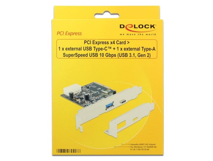 Перехідник обладнання PCIe-USB Type-C Delock(70.08.9417) +1xA (USB3.1Gen2) +LowProfile 70.08.9417 фото