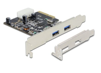 Перехідник обладнання PCIe-USB3.0 A Delock(70.08.9398) x2(USB3.1Gen2) +LowProfile 70.08.9398 фото