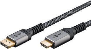 Кабель монітора-адаптер DisplayPort-HDMI M/M (HDMIекран) 1.0m Goobay (75.07.8964) 8K@60Hz v2.0/2 Textile Plus Cu 75.07.8964 фото