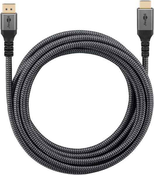 Кабель монітора-адаптер DisplayPort-HDMI M/M (HDMIекран) 1.0m Goobay (75.07.8964) 8K@60Hz v2.0/2.1 Textile Plus Cu 75.07.8964 фото