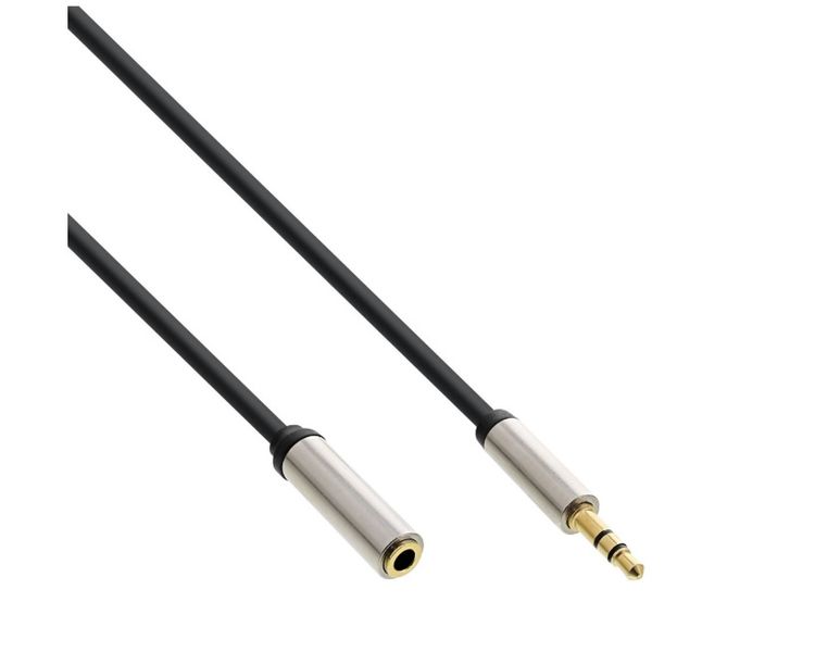 Кабель аудіо-сигнальний Jack 3.5mm 3pin M/F 10.0m InLine (77.09.9230) Slim Shielded Metal Gold Cu 77.09.9230 фото