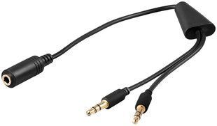 Перехідник аудіо Jack 3.5mm 4pin-3.5mm 3pinx2 F/M Goobay (75.04.8980) 0.4m Gold Cu 75.04.8980 фото