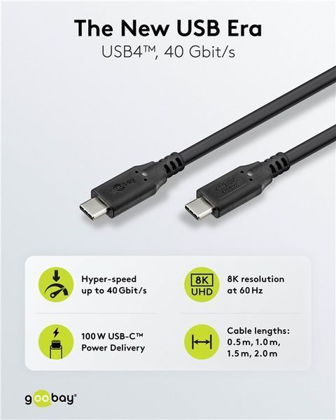 Кабель пристроїв USB Type-C M/M 1.0m Goobay (75.07.4191) (USB4) 40Gbps 100W 8K@60Hz Cu 75.07.4191 фото
