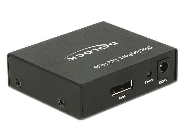 Перехідник відео DisplayPort 1x2 (Splitter) Delock (70.08.7691) v1.2a 4K@30Hz Metal Act