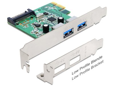 Перехідник обладнання PCIe-USB3.0 A Delock(70.08.9356) x2 ext +PowerSATA +LowProfile 70.08.9356 фото