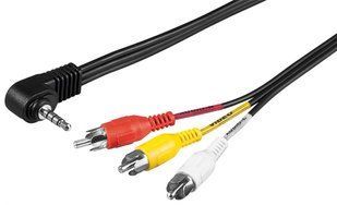 Кабель аудіо-адаптер Jack 3.5mm 4pin-RCAx3 M/M 1.5m Goobay (75.05.0209) AV (L-V-Gnd-R) 90&deg; кутовий Flat 75.05.0209 фото