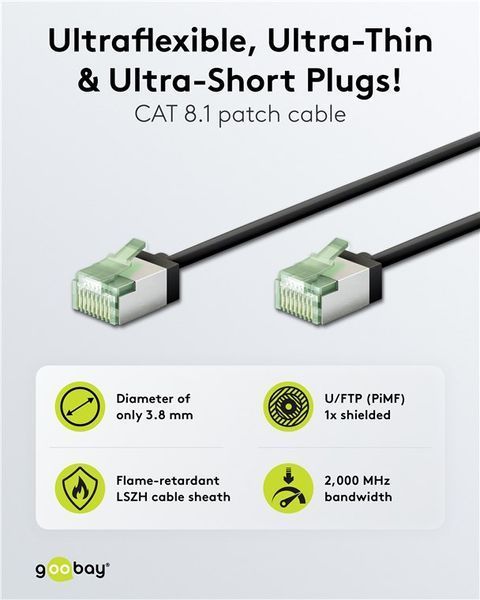 Патч-корд RJ45 FTP8.1 0.5m Goobay (75.07.4352) patch Slim Ultra Flexi PoE+ Cu 75.07.4352 фото