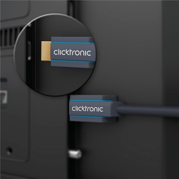 Кабель монітора-сигнальний HDMI M/M 3.0m ClickTronic (75.07.0304) v2.0 4K@60Hz D=6.0mm Casual Cu 75.07.0304 фото