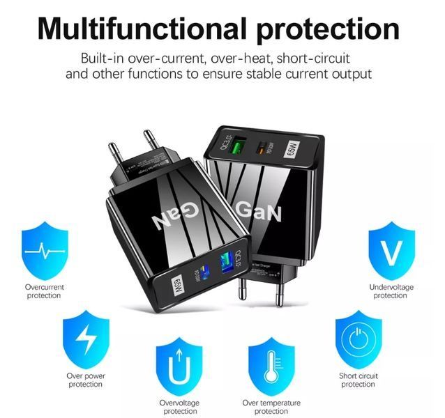 Перехідник живлення IEC(Schuko)-USB Type-C M/F Lucom (62.09.8398) PD3.0 65W QC3.0 адаптер