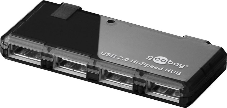 Перехідник обладнання USB2.0 A 1x4 (HUB) Goobay (75.09.5670) Act/Pas SlimLine порт живлення 75.09.5670 фото