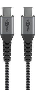 Кабель пристроїв USB Type-C M/M 1.0m Goobay (75.04.9302) (USB2.0) 60W Textile Metal Cu 75.04.9302 фото