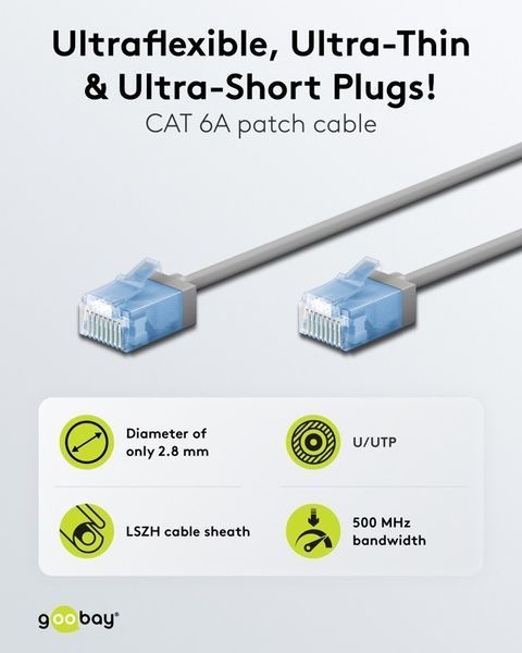 Патч-корд RJ45 UTP6a 10.0m Goobay (75.07.4227) patch Slim Ultra Flexi PoE+ Cu 75.07.4227 фото