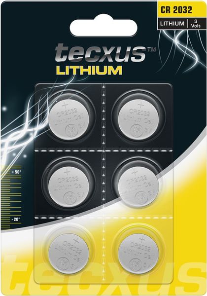 Аксесуари мобільні Батарейка Tecxus(75.05.9581) CR2032 240mAh x6шт Lithium 3V