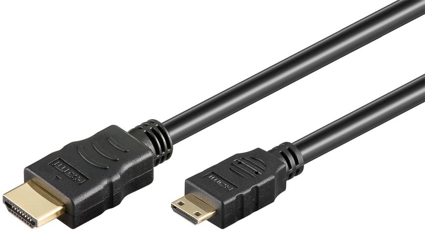 Кабель відео-сигнальний HDMI-mini M/M 2.0m Goobay (75.03.1932) HS+HEC D=6.0mm 4K@60Hz 3D Gold 75.03.1932 фото