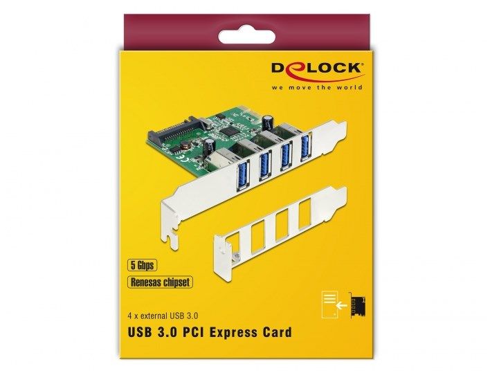 Перехідник обладнання PCIe-USB3.0 A Delock(70.08.9360) x4 ext +PowerSATA +LowProfile 70.08.9360 фото