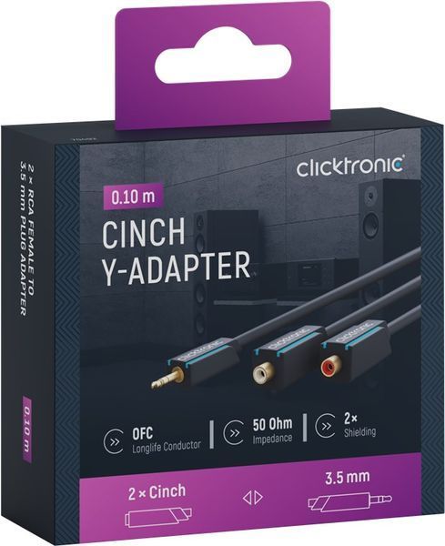 Перехідник аудіо Jack 3.5mm 3pin-RCAx2 M/F ClickTronic (75.07.0492) 0.1m Casual D=3.9mm 42xWires 75.07.0492 фото