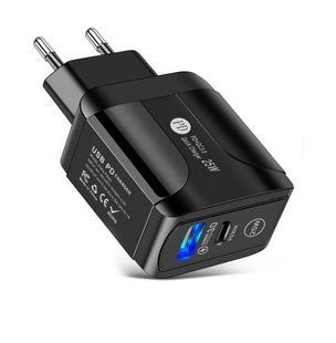 Перехідник живлення IEC(Schuko)-USB Type-C M/F Lucom (62.09.8528) PD 25W + USB A QC3.0 адаптер 62.09.8528 фото