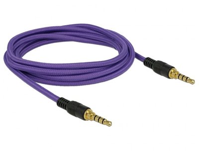 Кабель аудіо-сигнальний Jack 3.5mm 4pin M/M 2.0m Delock (70.08.5599) Long 1:1 AWG24 AUX Gold Textile 70.08.5599 фото