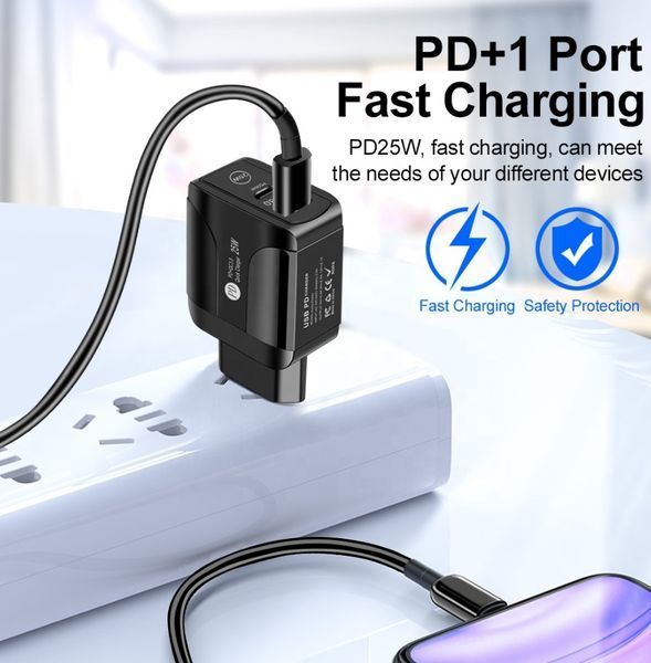 Перехідник живлення IEC(Schuko)-USB Type-C M/F Lucom (62.09.8528) PD 25W + USB A QC3.0 адаптер 62.09.8528 фото