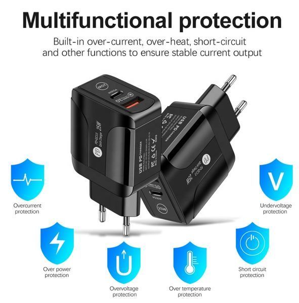 Перехідник живлення IEC(Schuko)-USB Type-C M/F Lucom (62.09.8528) PD 25W + USB A QC3.0 адаптер 62.09.8528 фото