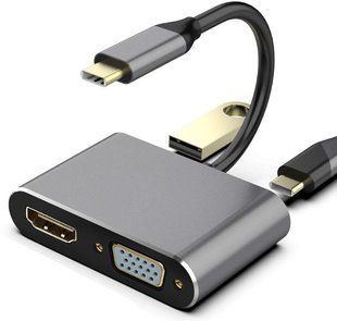 Перехідник відео USB Type-C-HDMI M/F Lucom (62.09.8369) +VGA +PD87W +USB3.0 MultiPort 62.09.8369 фото